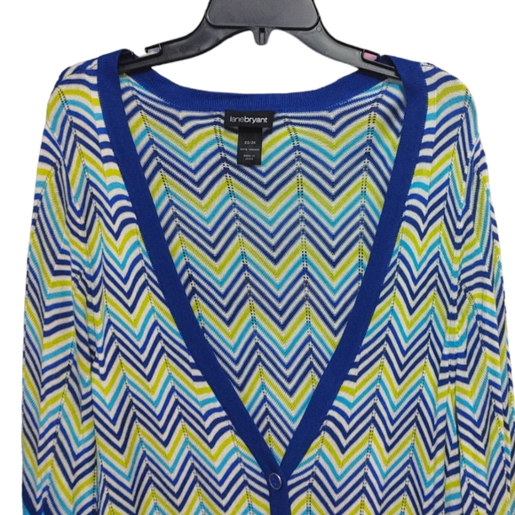 Lane Bryant Blue Green Knit Button Front Cardigan Sweater Women Plus Size 22/24 - Picture 7 of 9